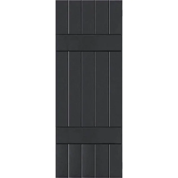 Ekena Millwork 18 in. x 48 in. Exterior Real Wood Pine Board & Batten Shutters Pair Black