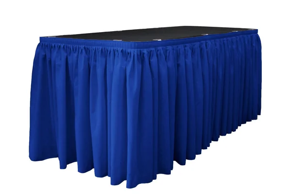 La Linen 30 ft. x 29 in. Long Royal Blue Polyester Poplin Table Skirt with 15 L-Clips