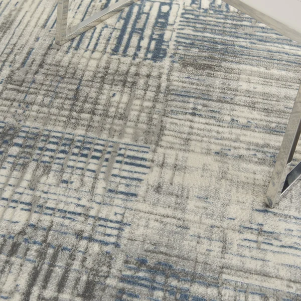 Nourison Solace SLA03 Area Rug - Ivory/Grey/Blue, 5&3x22 x 7&3x22