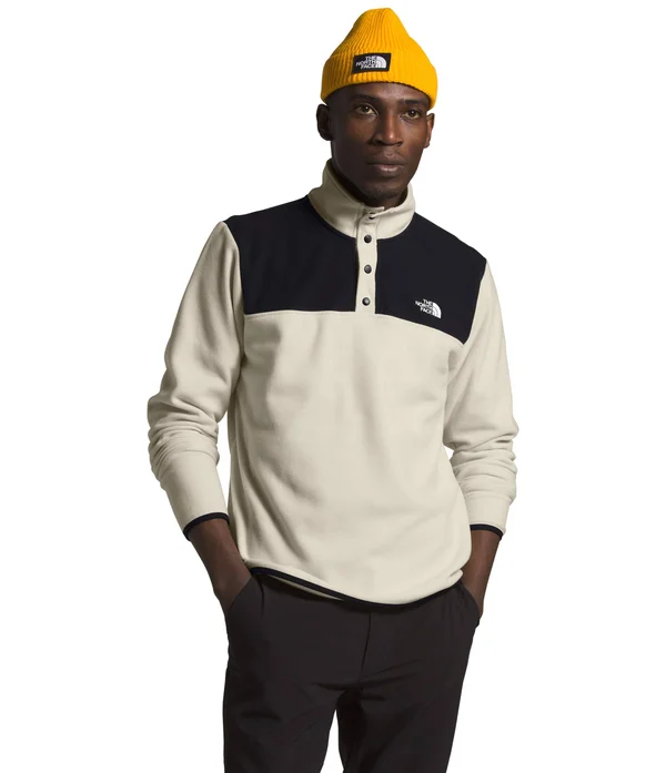 The North Face Men's TKA Glacier Snap-Neck Pullover - XL - Vintage White, TNF Black