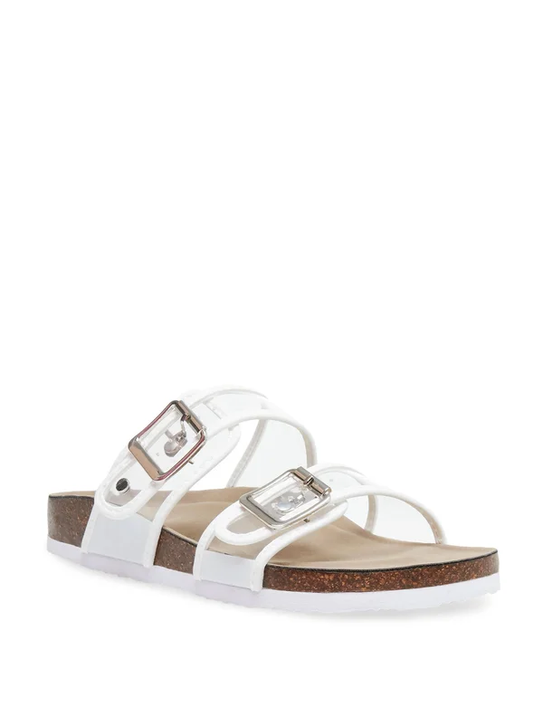 Madden Girl Brando Footbed Sandals - White Vinyl