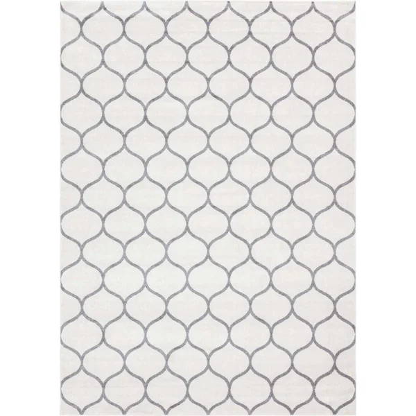 Unique Loom Rounded Trellis Frieze Rug - 10& x 14&, Ivory