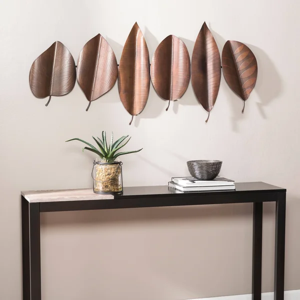 Carbon Loft Sulina Brown Metal Leaf Wall Sculpture - 53 x 24