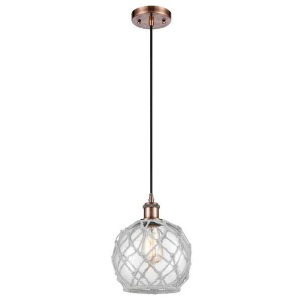 Innovations Lighting-Farmhouse Rope 1 Light Mini Pendant-516-1P-WPC-G121-8RW