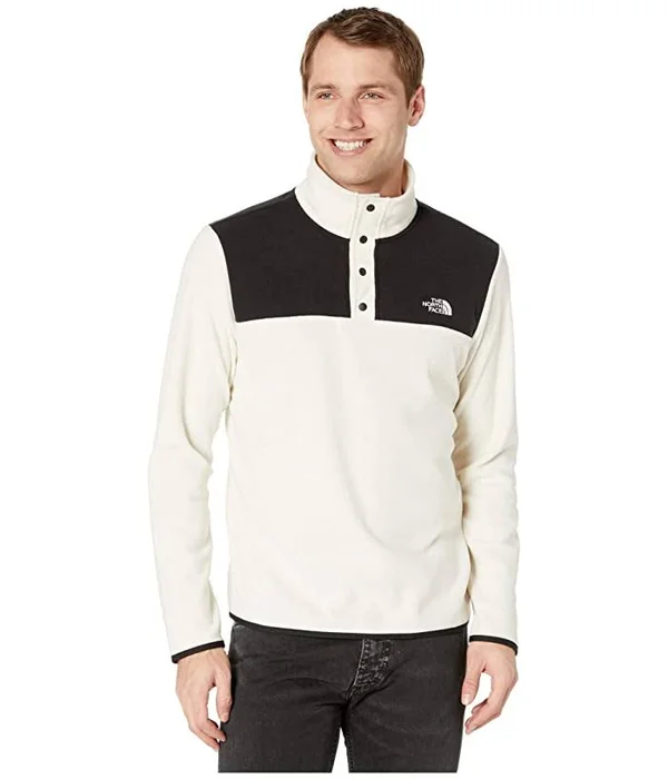 The North Face Men's TKA Glacier Snap-Neck Pullover - XL - Vintage White, TNF Black