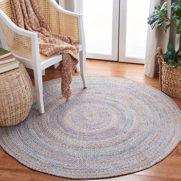 Safavieh Braided Mared Flatweave Rug - 6' x 6' Round - Yellow/Grey