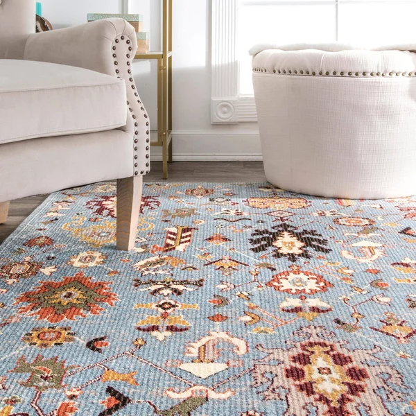 nuLOOM Transitional Melange Oriental Bloom Area Rug Blue 5& x 8& 5& x 8&