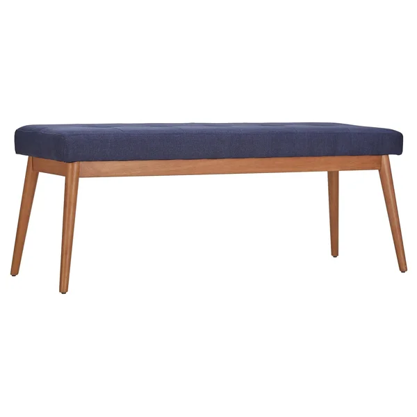 Sullivan Oak Mid Century Linen Bench - Twilight - Inspire Q