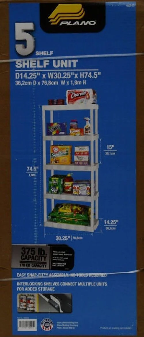 Plano 5-Tier Heavy-Duty Plastic Storage Unit - White
