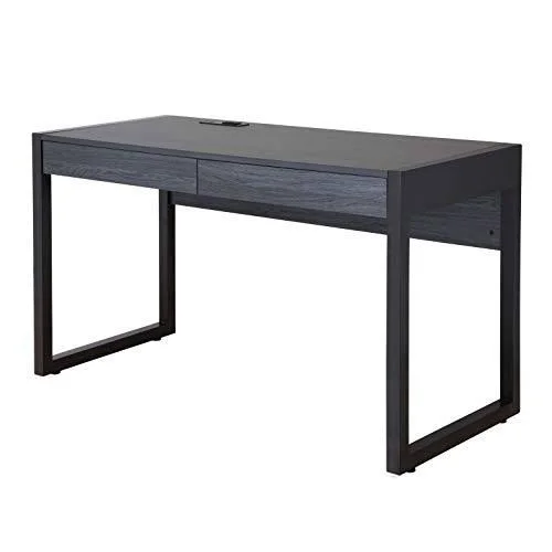 M Major-Q 99400-4827JET Tone 52x22 W Computer Desk with Two Drawers - Power Outlet, USB Ports-Sturdy Wooden Study, Home Office Wr