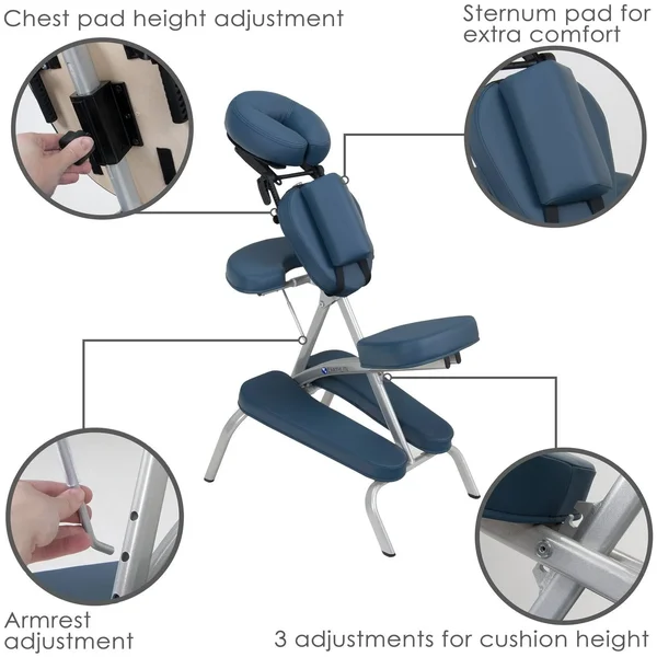 Earthlite Vortex Portable Massage Chair Package - Portable - Compact, Strong and Lightweight (15lb) Incl. Carry Case, Sternum Pad