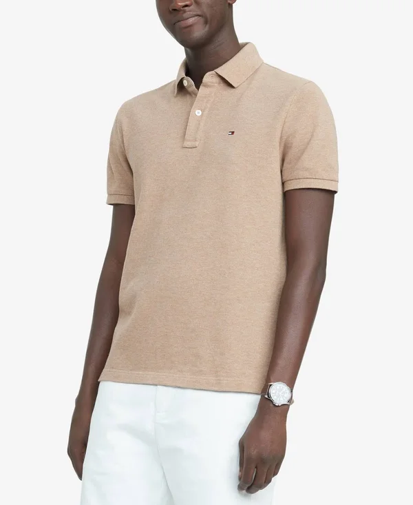 Tommy Hilfiger Men's Custom Fit Ivy Polo, Created for Macy&s - Camel Heather