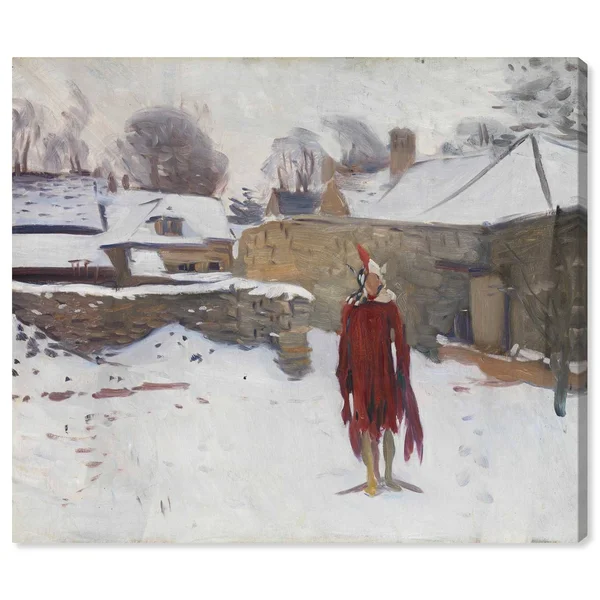 Runway Avenue Holiday and Seasonal Wall Art Canvas Prints 'Mannikin in The Snow' Seasons - Brown, White, Size: 24 x 20