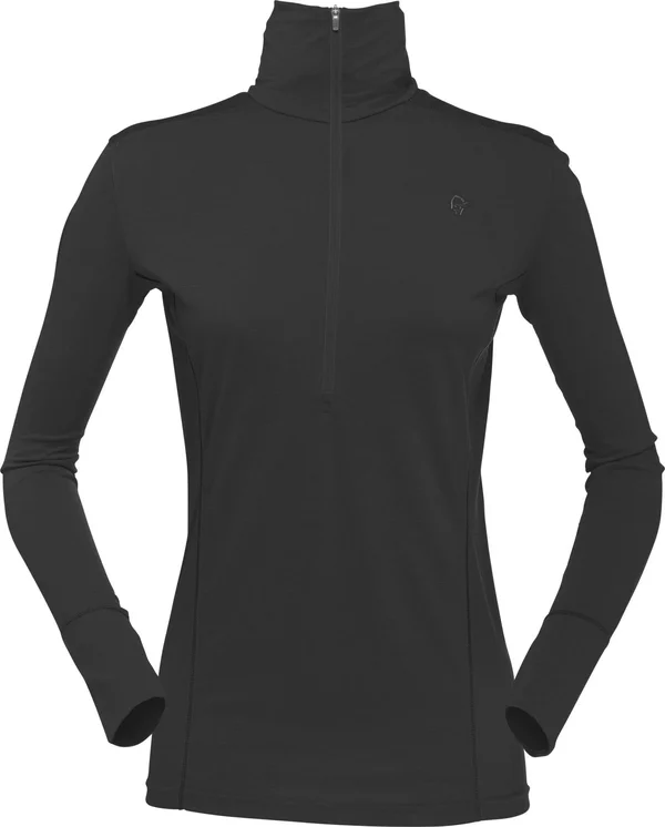 Norrona Women's Wool Zip Neck Baselayer - Xs - Caviar