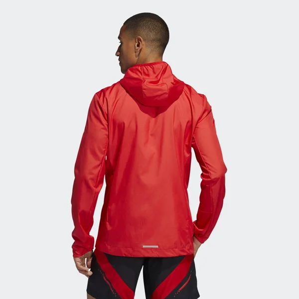 Adidas Own The Run Hooded Wind Jacket Red S - Mens Running Jackets