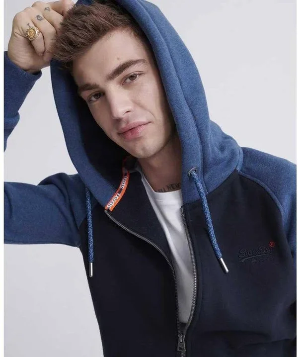 Superdry Men's Orange Label Classic Raglan Zip Hoodie - Blue