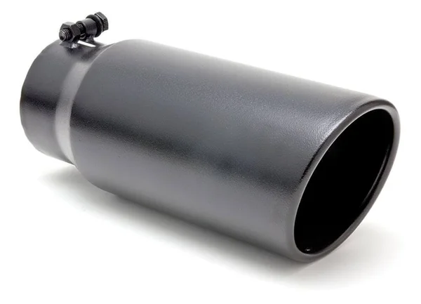 Hedman Hedders 17221 - Hot Tip Exhaust Tip - Black Glossy Bolt on 4x22 Inlet x 5x22 Outlet x 12x22 Length - Rolled Slant Tip Sty