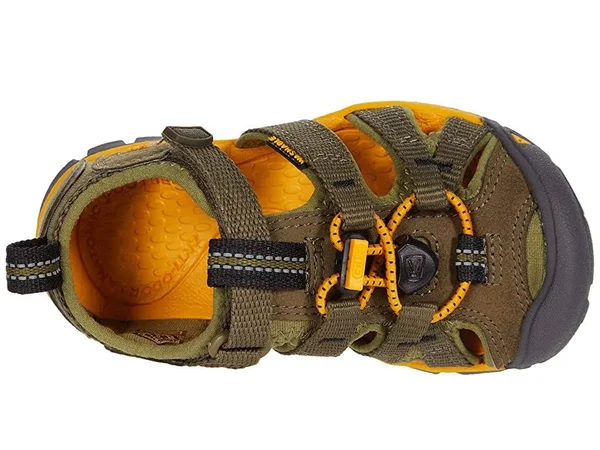 Keen Kids& Seacamp II CNX Sandal - 10 - Military Olive - Saffron
