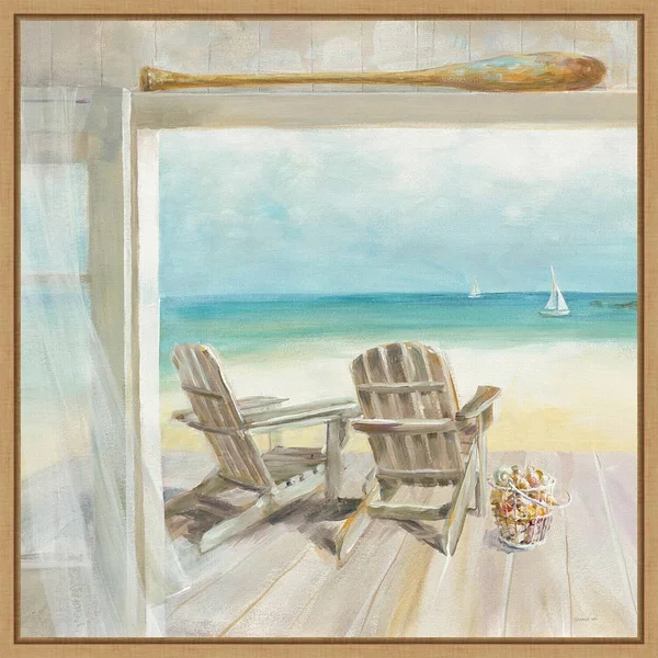 Amanti Art 'Seaside Morning' Framed Canvas Wall Art - Brown, 16x16