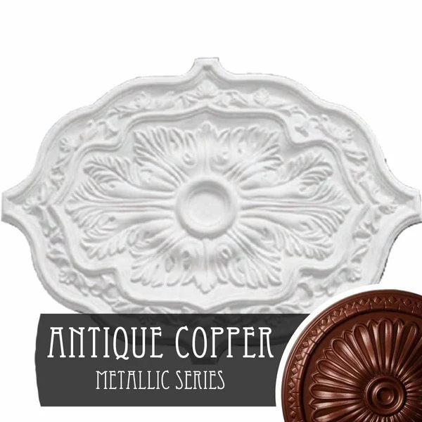 36x22W x 26x22H x 1 1/2x22P Pesaro Ceiling Medallion - Hand-Painted Walnut