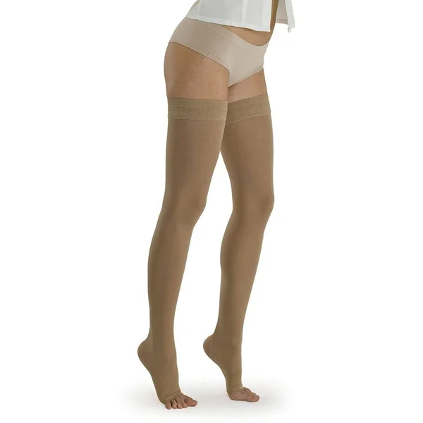 Marilyn CCL2 Open Toe Open Toe Compression Thigh Highs, M, Morel