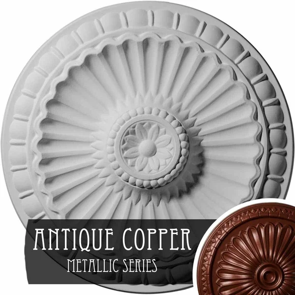 11 1/4x22OD x 1 1/8x22P Linus Ceiling Medallion - Hand-Painted Bronze