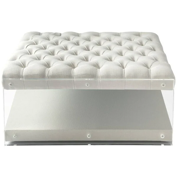 Brika Home Coffee Table Ottoman in Cream White - BR-1890351