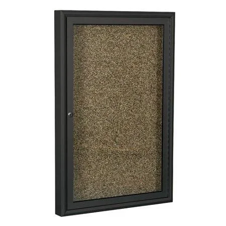 MooreCo Best-Rite Rubber Tak Enclosed Cabinet Bulletin Board - Red