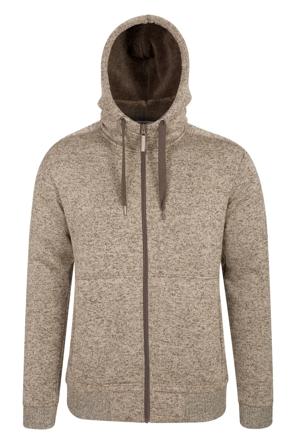 Mountain Warehouse Nevis Mens Fleece Lined Hoodie - Beige, Size 4XL