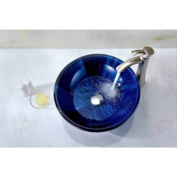 Anzzi LS-AZ051 Meno Series Deco-Glass Vessel Sink in Lustrous Blue