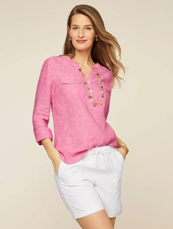 Petite - Summer Twill Pull-On Shorts - 6x22 - Clay Pebble - Large Talbots