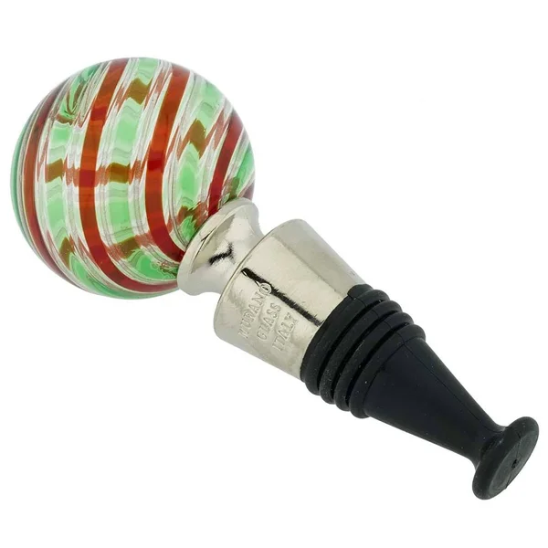 Murano Glass Bottle Stopper - Red and Green