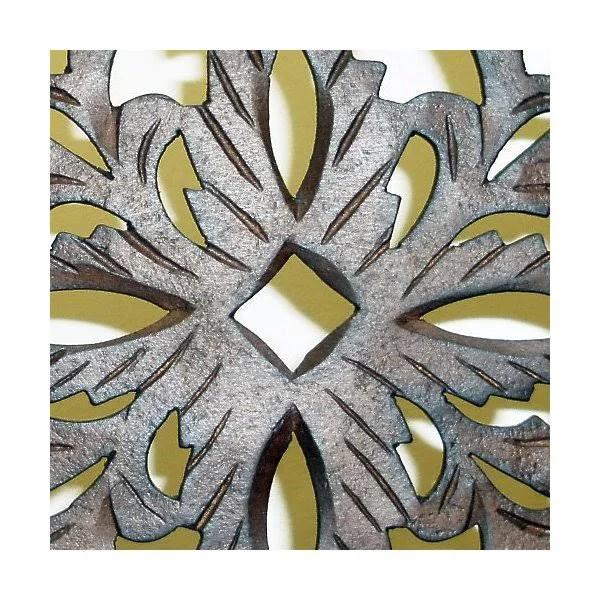 Cotton Craft Rajasthan- Antique Brown 4 Panel Handcrafted Wood Room Divider Screen 72X80 Intricately Carved on Both Sides - Reve