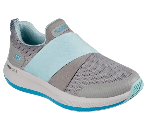 Women's Skechers GOrun Pulse Bold Venture Slip on Running Sneaker - Adult, Size: 9, Gray/Light Blue