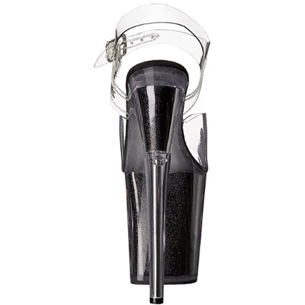 Pleaser - Flamingo-808G 6, Clear/Black Glitter