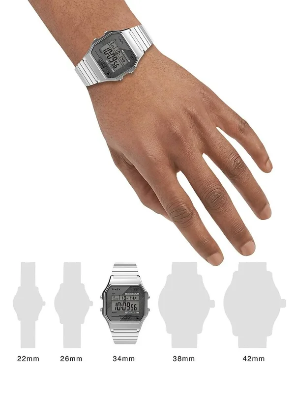 Timex T80 34mm Stainless Steel Expansion Band Watch