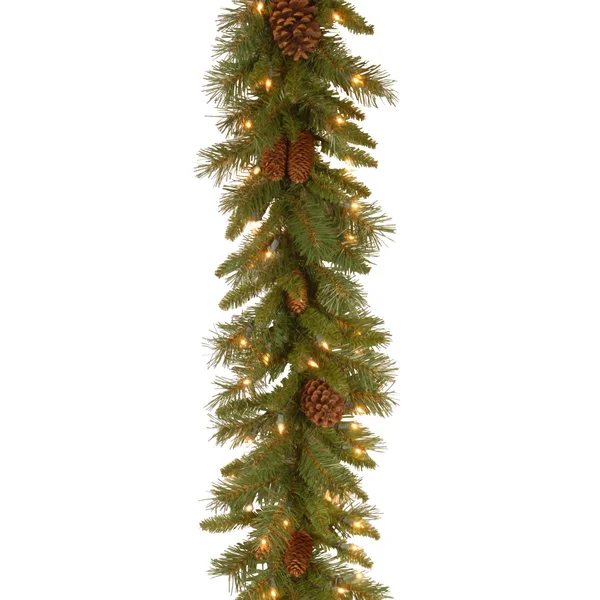 9' Pre-Lit Medium Pine Artificial Christmas Garland - Clear Lights