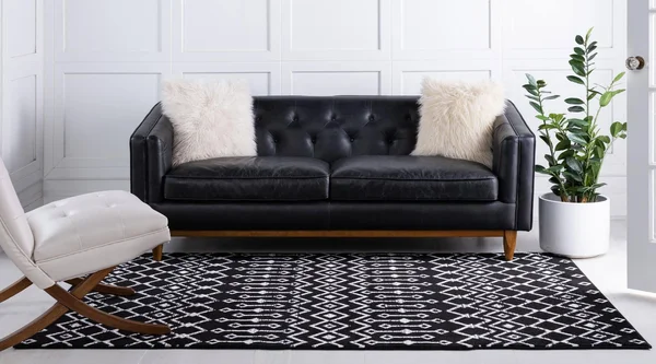 Rugs.com Geometric Kasbah Trellis Collection Rug 10& x 13& Black Low Pile Rug