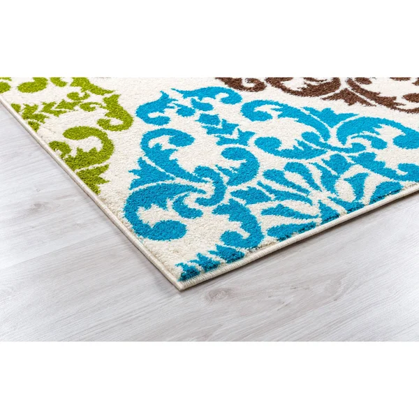 MDA Home Mythos Blue/Brown Medallion Polypropylene Area Rug - 8&1x22 x 10&5x22