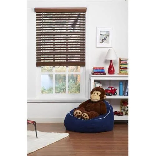 Safe Styles UBJ27X48BK 2 in. Cordless Faux Wood Blind Dark Oak - 27 x 48 in.