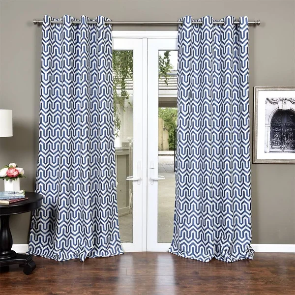 Lambrequin Kenya Heavy Jacquard Lined Curtain PANEL, Blue