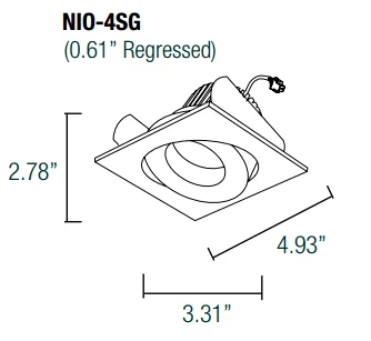 Nora NIO-4SG40XMPW 4x22 Iolite Square Surface Gimbal Adjustable TRIM - 800lm, 4000K, Matte Powder White