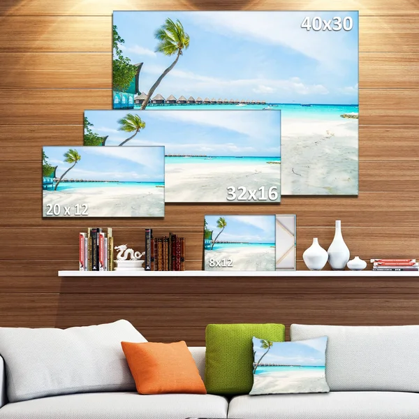 Design Art Tropical Maldives Island - Seashore Canvas Wall Artwork, 40 in. Wide x 30 in. High