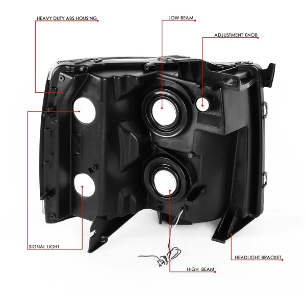 DNA Motoring for 07-14 Chevy Silverado 1500 2500 3500 LED DRL Strip Headlight Smoked Housing Clear Corner Headlamp 08 09 10 11