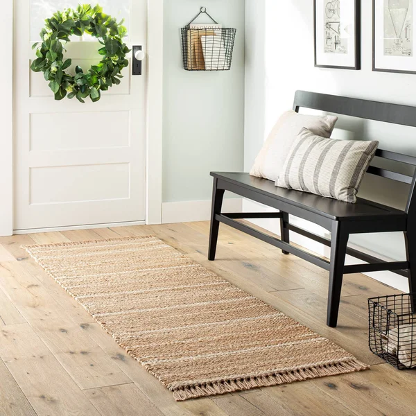 2&4x22 x 7& Natural Jute Variegated Stripe Area Runner Cream - Hearth & Hand with Magnolia