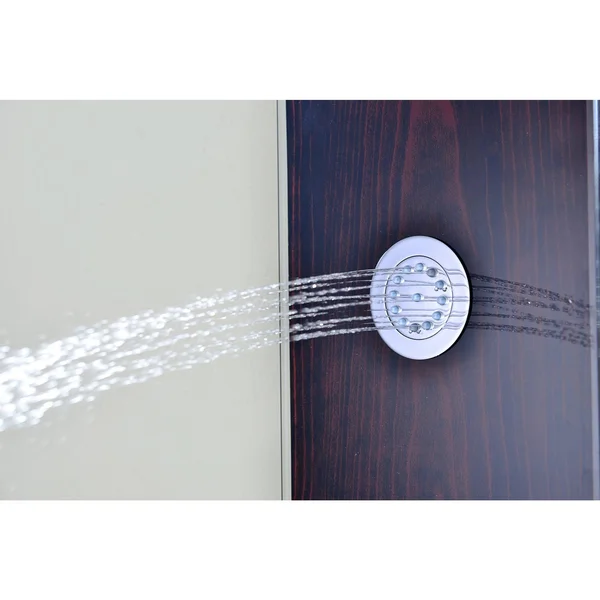 Anzzi SP-AZ021 Pure 59 in. 3-Jetted Shower Panel with Heavy Rain Shower and Spray Wand in Mahogany Deco-Glass
