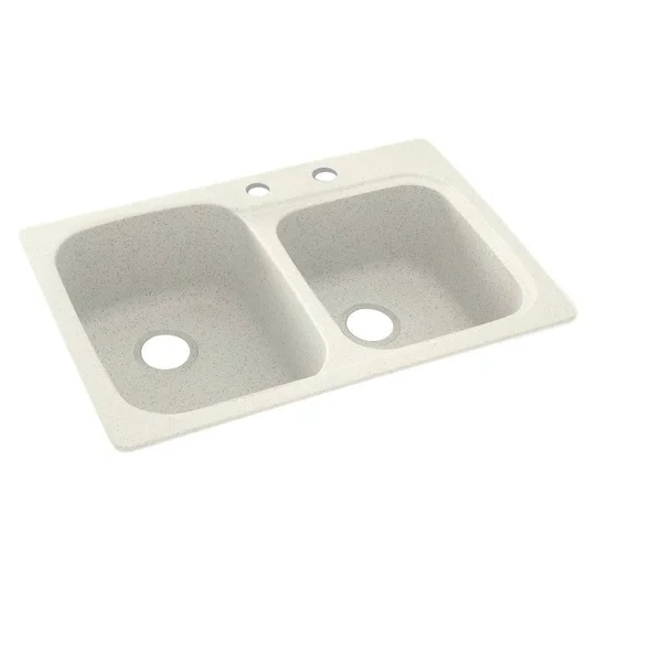 Swanstone KS03322DB.018-2C 2-Hole Solid Surface Kitchen Sink - 33x22 x 22