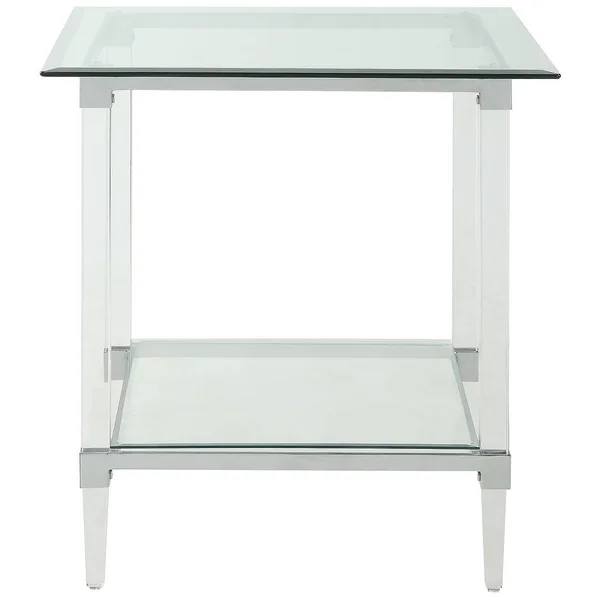 Acme Polyanthus End Table - Clear Acrylic, Chrome & Clear Glass
