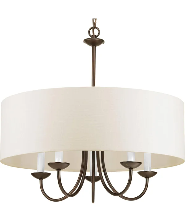 Progress Lighting P4217-20 Drum Shade Antique Bronze 5 Light Chandelier