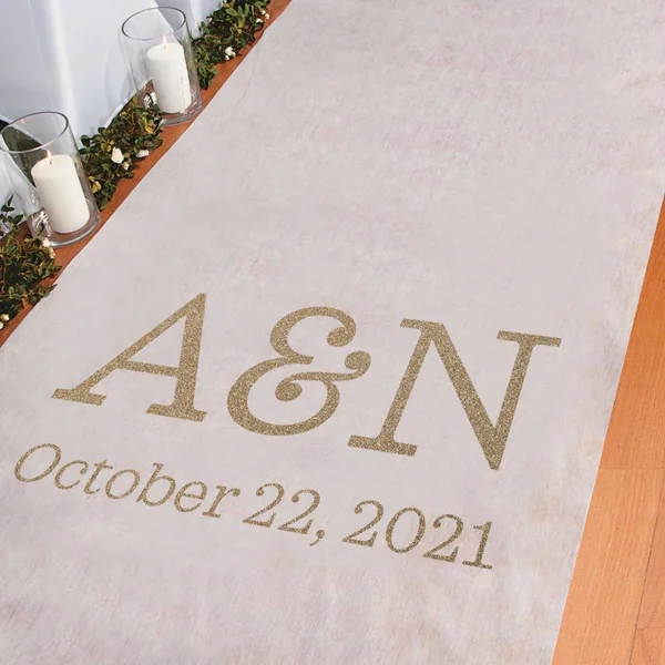 Oriental Trading Company Personalized Gold Glitter Aisle Runner